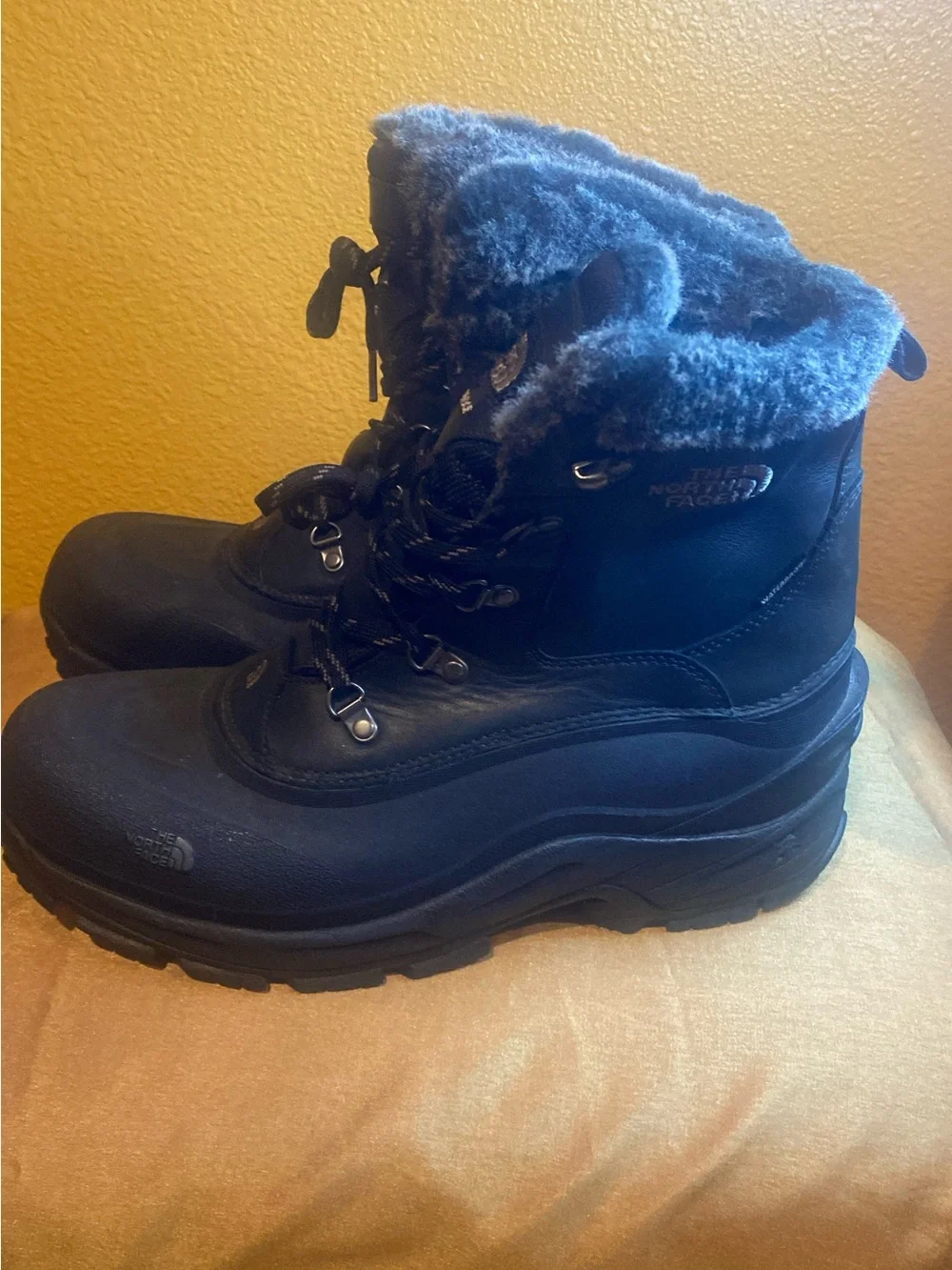 The North Face Black Waterproof Fur-Trim Winter Boots